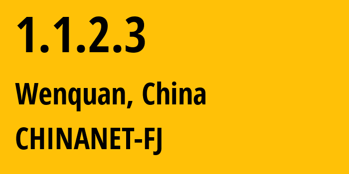 IP-адрес 1.1.2.3 (Wenquan, Фуцзянь, Китай) определить местоположение, координаты на карте, ISP провайдер AS0 CHINANET-FJ // кто провайдер айпи-адреса 1.1.2.3