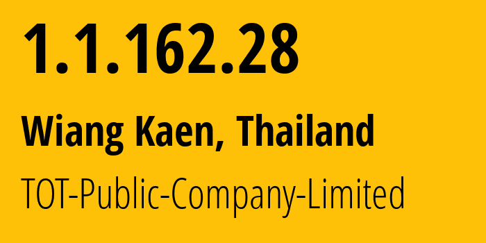 IP-адрес 1.1.162.28 (Wiang Kaen, Чианграй, Таиланд) определить местоположение, координаты на карте, ISP провайдер AS23969 TOT-Public-Company-Limited // кто провайдер айпи-адреса 1.1.162.28