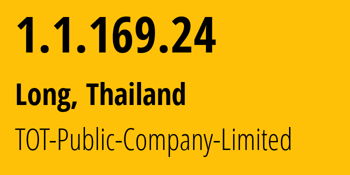 IP-адрес 1.1.169.24 (Long, Пхрэ, Таиланд) определить местоположение, координаты на карте, ISP провайдер AS23969 TOT-Public-Company-Limited // кто провайдер айпи-адреса 1.1.169.24
