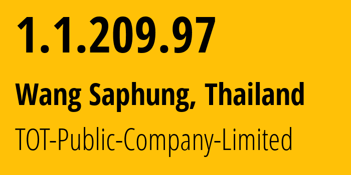 IP address 1.1.209.97 (Wang Saphung, Loei, Thailand) get location, coordinates on map, ISP provider AS23969 TOT-Public-Company-Limited // who is provider of ip address 1.1.209.97, whose IP address