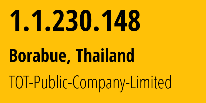 IP-адрес 1.1.230.148 (Borabue, Махасаракам, Таиланд) определить местоположение, координаты на карте, ISP провайдер AS23969 TOT-Public-Company-Limited // кто провайдер айпи-адреса 1.1.230.148