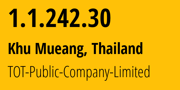 IP-адрес 1.1.242.30 (Khu Mueang, Бурирам, Таиланд) определить местоположение, координаты на карте, ISP провайдер AS23969 TOT-Public-Company-Limited // кто провайдер айпи-адреса 1.1.242.30