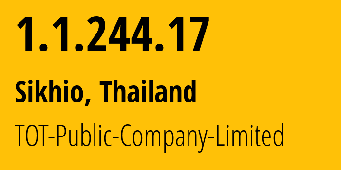 IP-адрес 1.1.244.17 (Sikhio, Накхонратчасима, Таиланд) определить местоположение, координаты на карте, ISP провайдер AS23969 TOT-Public-Company-Limited // кто провайдер айпи-адреса 1.1.244.17