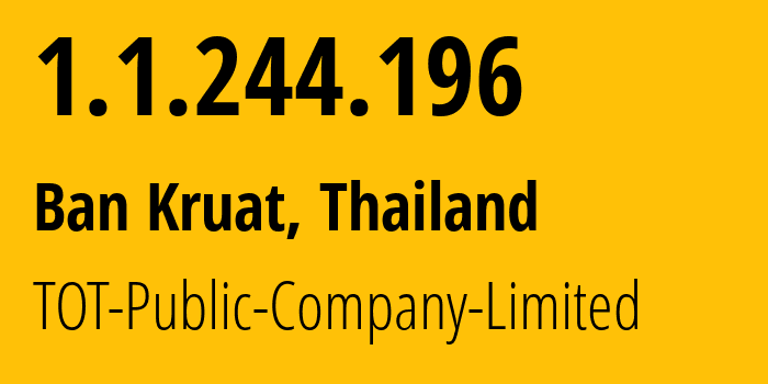 IP-адрес 1.1.244.196 (Sikhio, Накхонратчасима, Таиланд) определить местоположение, координаты на карте, ISP провайдер AS23969 TOT-Public-Company-Limited // кто провайдер айпи-адреса 1.1.244.196