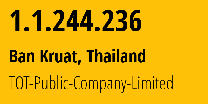 IP-адрес 1.1.244.236 (Ban Kruat, Бурирам, Таиланд) определить местоположение, координаты на карте, ISP провайдер AS23969 TOT-Public-Company-Limited // кто провайдер айпи-адреса 1.1.244.236