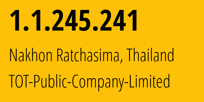 IP-адрес 1.1.245.241 (Чайяпхум, Чайяпхум, Таиланд) определить местоположение, координаты на карте, ISP провайдер AS23969 TOT-Public-Company-Limited // кто провайдер айпи-адреса 1.1.245.241