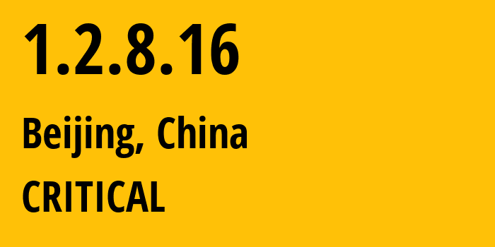 IP-адрес 1.2.8.16 (Пекин, Beijing, Китай) определить местоположение, координаты на карте, ISP провайдер AS0 CRITICAL // кто провайдер айпи-адреса 1.2.8.16