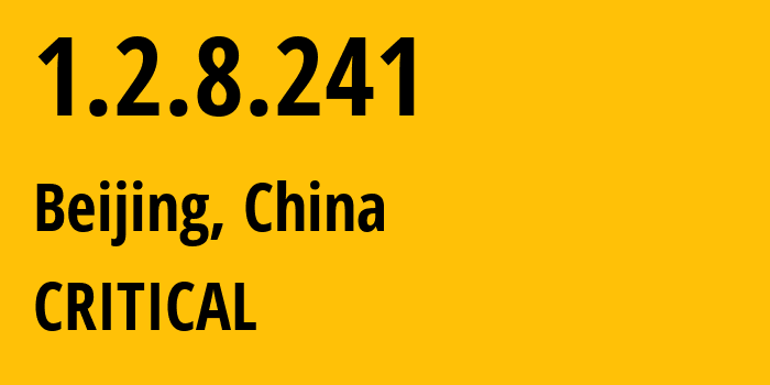 IP-адрес 1.2.8.241 (Пекин, Beijing, Китай) определить местоположение, координаты на карте, ISP провайдер AS CRITICAL // кто провайдер айпи-адреса 1.2.8.241
