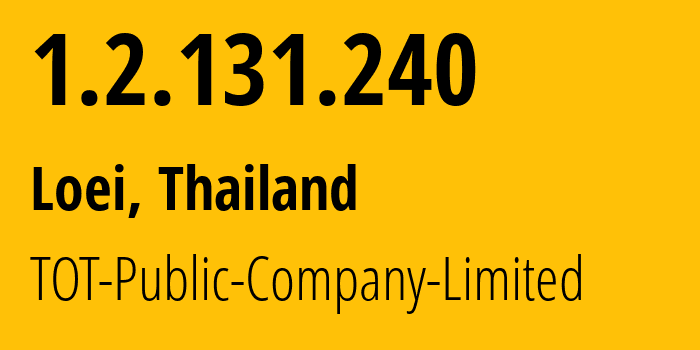 IP-адрес 1.2.131.240 (Лоэ, Лей, Таиланд) определить местоположение, координаты на карте, ISP провайдер AS23969 TOT-Public-Company-Limited // кто провайдер айпи-адреса 1.2.131.240