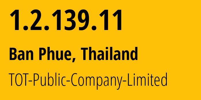 IP-адрес 1.2.139.11 (Ban Phue, Удонтхани, Таиланд) определить местоположение, координаты на карте, ISP провайдер AS23969 TOT-Public-Company-Limited // кто провайдер айпи-адреса 1.2.139.11