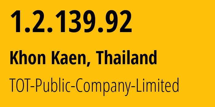 IP-адрес 1.2.139.92 (Ban Phue, Удонтхани, Таиланд) определить местоположение, координаты на карте, ISP провайдер AS23969 TOT-Public-Company-Limited // кто провайдер айпи-адреса 1.2.139.92