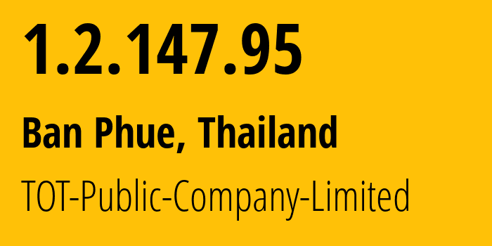 IP address 1.2.147.95 (Ban Phue, Udon Thani, Thailand) get location, coordinates on map, ISP provider AS23969 TOT-Public-Company-Limited // who is provider of ip address 1.2.147.95, whose IP address