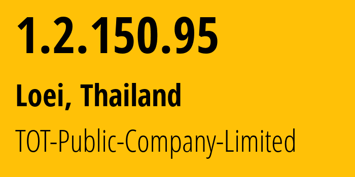 IP-адрес 1.2.150.95 (Лоэ, Лей, Таиланд) определить местоположение, координаты на карте, ISP провайдер AS23969 TOT-Public-Company-Limited // кто провайдер айпи-адреса 1.2.150.95