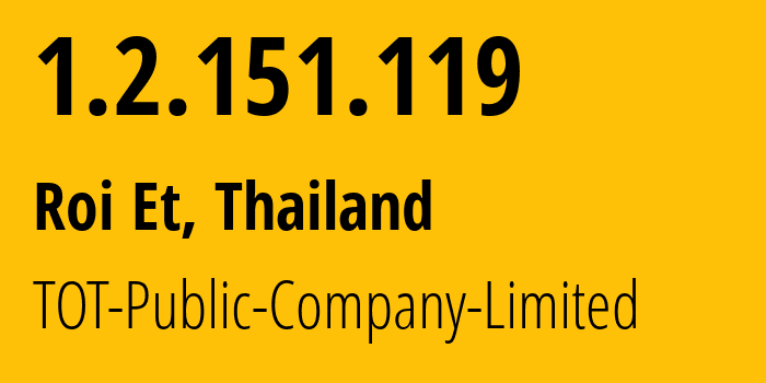 IP-адрес 1.2.151.119 (Лоэ, Лей, Таиланд) определить местоположение, координаты на карте, ISP провайдер AS23969 TOT-Public-Company-Limited // кто провайдер айпи-адреса 1.2.151.119
