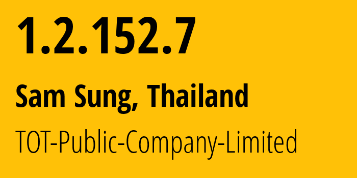 IP-адрес 1.2.152.7 (Sam Sung, Кхонкэн, Таиланд) определить местоположение, координаты на карте, ISP провайдер AS23969 TOT-Public-Company-Limited // кто провайдер айпи-адреса 1.2.152.7