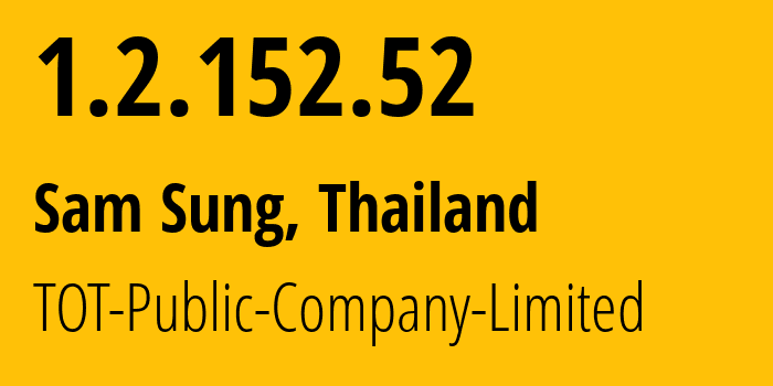 IP-адрес 1.2.152.52 (Sam Sung, Кхонкэн, Таиланд) определить местоположение, координаты на карте, ISP провайдер AS23969 TOT-Public-Company-Limited // кто провайдер айпи-адреса 1.2.152.52