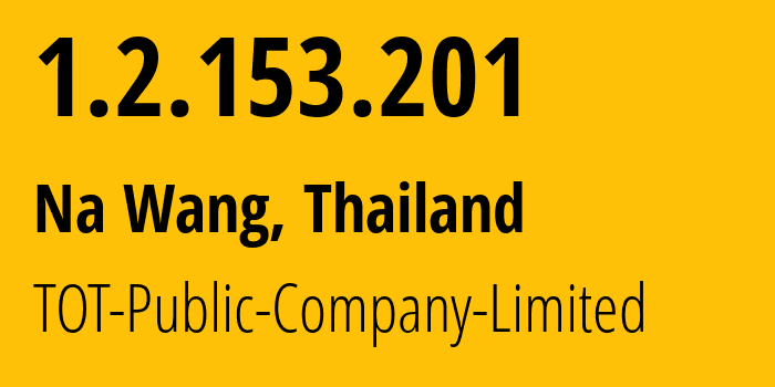 IP-адрес 1.2.153.201 (Na Wang, Нонгбуалампху, Таиланд) определить местоположение, координаты на карте, ISP провайдер AS23969 TOT-Public-Company-Limited // кто провайдер айпи-адреса 1.2.153.201