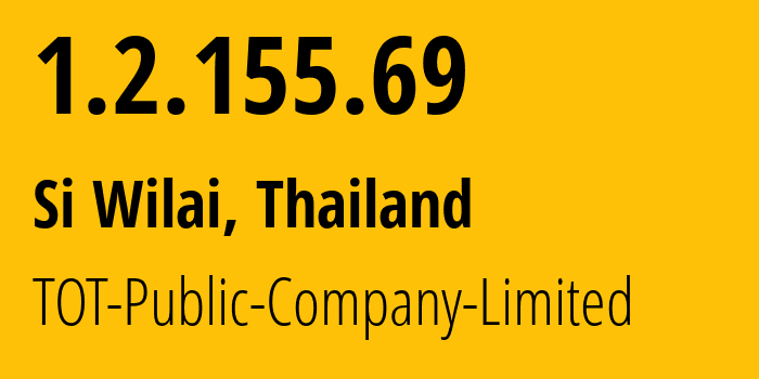 IP-адрес 1.2.155.69 (Si Wilai, Бунгкан, Таиланд) определить местоположение, координаты на карте, ISP провайдер AS23969 TOT-Public-Company-Limited // кто провайдер айпи-адреса 1.2.155.69