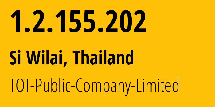 IP-адрес 1.2.155.202 (Si Wilai, Бунгкан, Таиланд) определить местоположение, координаты на карте, ISP провайдер AS23969 TOT-Public-Company-Limited // кто провайдер айпи-адреса 1.2.155.202