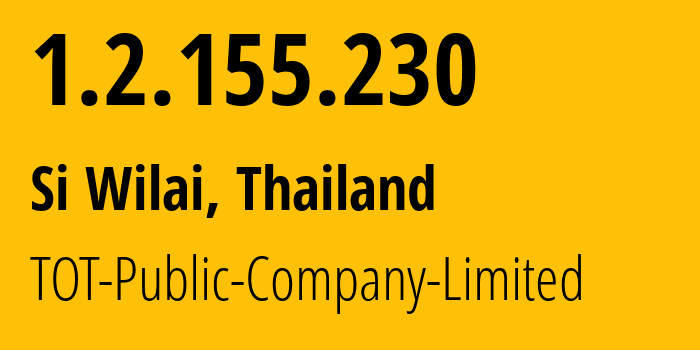 IP-адрес 1.2.155.230 (Si Wilai, Бунгкан, Таиланд) определить местоположение, координаты на карте, ISP провайдер AS23969 TOT-Public-Company-Limited // кто провайдер айпи-адреса 1.2.155.230