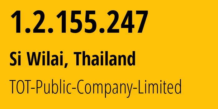 IP-адрес 1.2.155.247 (Si Wilai, Бунгкан, Таиланд) определить местоположение, координаты на карте, ISP провайдер AS23969 TOT-Public-Company-Limited // кто провайдер айпи-адреса 1.2.155.247
