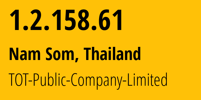 IP-адрес 1.2.158.61 (Bueng Khong Long, Бунгкан, Таиланд) определить местоположение, координаты на карте, ISP провайдер AS23969 TOT-Public-Company-Limited // кто провайдер айпи-адреса 1.2.158.61