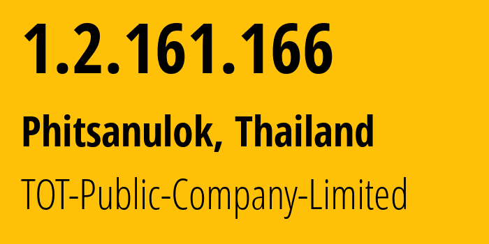 IP-адрес 1.2.161.166 (Пхитсанулок, Пхитсанулок, Таиланд) определить местоположение, координаты на карте, ISP провайдер AS23969 TOT-Public-Company-Limited // кто провайдер айпи-адреса 1.2.161.166