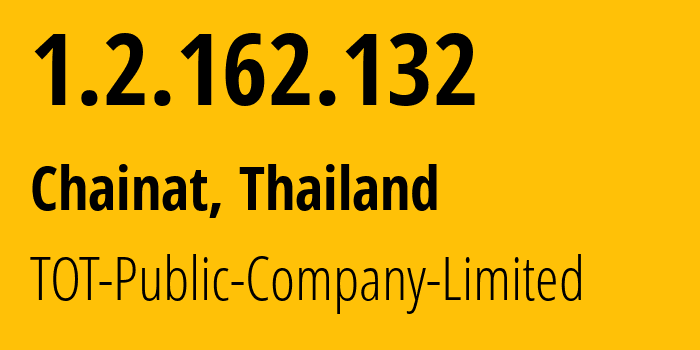 IP address 1.2.162.132 (Phitsanulok, Phitsanulok, Thailand) get location, coordinates on map, ISP provider AS23969 TOT-Public-Company-Limited // who is provider of ip address 1.2.162.132, whose IP address