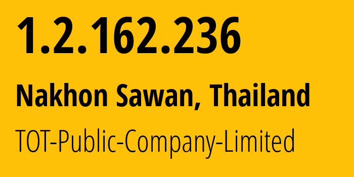 IP-адрес 1.2.162.236 (Chainat, Чайнат, Таиланд) определить местоположение, координаты на карте, ISP провайдер AS23969 TOT-Public-Company-Limited // кто провайдер айпи-адреса 1.2.162.236