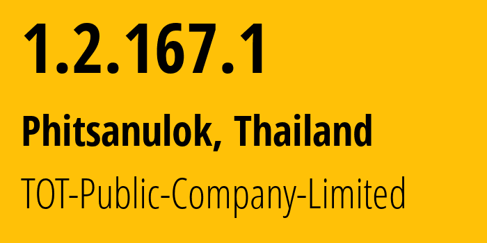 IP-адрес 1.2.167.1 (Пхитсанулок, Пхитсанулок, Таиланд) определить местоположение, координаты на карте, ISP провайдер AS23969 TOT-Public-Company-Limited // кто провайдер айпи-адреса 1.2.167.1