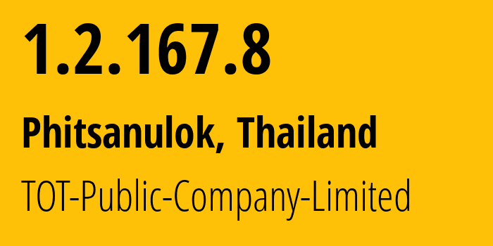 IP-адрес 1.2.167.8 (Пхитсанулок, Пхитсанулок, Таиланд) определить местоположение, координаты на карте, ISP провайдер AS23969 TOT-Public-Company-Limited // кто провайдер айпи-адреса 1.2.167.8