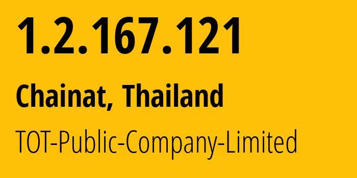 IP-адрес 1.2.167.121 (Пхитсанулок, Пхитсанулок, Таиланд) определить местоположение, координаты на карте, ISP провайдер AS23969 TOT-Public-Company-Limited // кто провайдер айпи-адреса 1.2.167.121