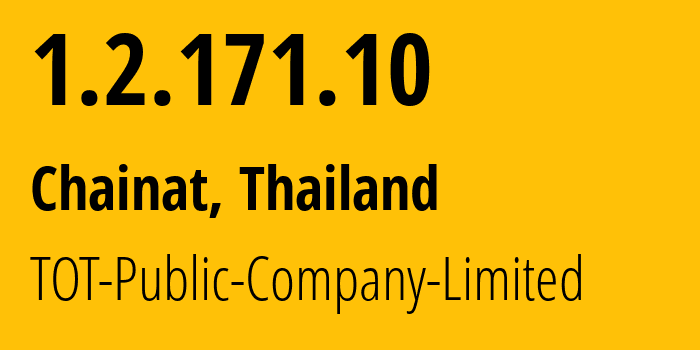 IP-адрес 1.2.171.10 (Chainat, Чайнат, Таиланд) определить местоположение, координаты на карте, ISP провайдер AS23969 TOT-Public-Company-Limited // кто провайдер айпи-адреса 1.2.171.10