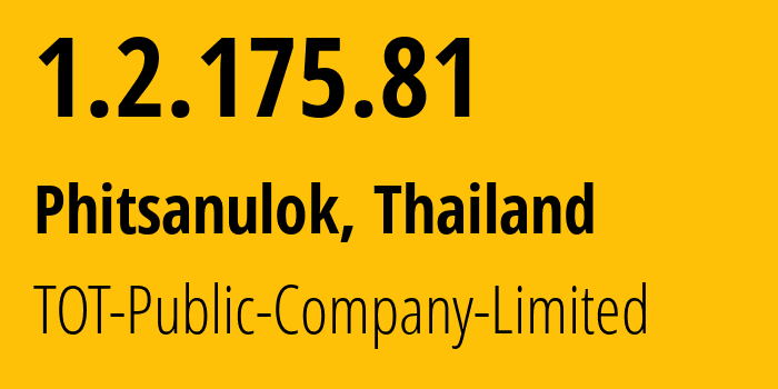 IP-адрес 1.2.175.81 (Накхонсаван, Накхонсаван, Таиланд) определить местоположение, координаты на карте, ISP провайдер AS23969 TOT-Public-Company-Limited // кто провайдер айпи-адреса 1.2.175.81
