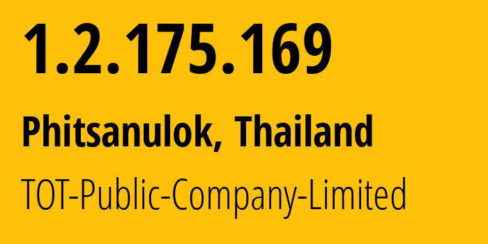 IP-адрес 1.2.175.169 (Пхитсанулок, Пхитсанулок, Таиланд) определить местоположение, координаты на карте, ISP провайдер AS23969 TOT-Public-Company-Limited // кто провайдер айпи-адреса 1.2.175.169