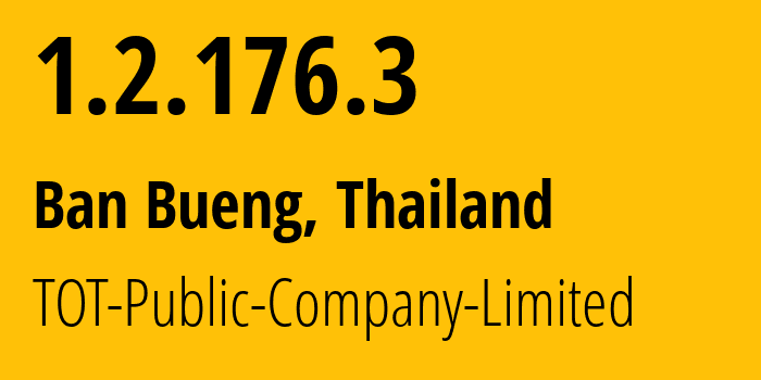 IP address 1.2.176.3 (Ban Bueng, Chon Buri, Thailand) get location, coordinates on map, ISP provider AS23969 TOT-Public-Company-Limited // who is provider of ip address 1.2.176.3, whose IP address