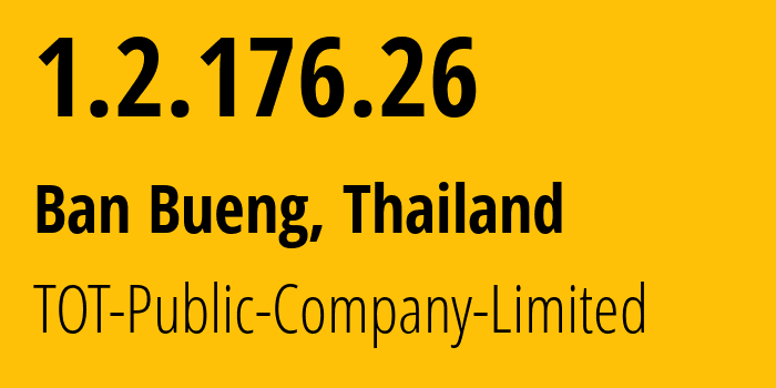 IP-адрес 1.2.176.26 (Ban Bueng, Чонбури, Таиланд) определить местоположение, координаты на карте, ISP провайдер AS23969 TOT-Public-Company-Limited // кто провайдер айпи-адреса 1.2.176.26