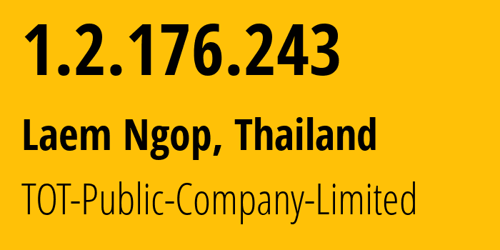 IP-адрес 1.2.176.243 (Laem Ngop, Trat, Таиланд) определить местоположение, координаты на карте, ISP провайдер AS23969 TOT-Public-Company-Limited // кто провайдер айпи-адреса 1.2.176.243