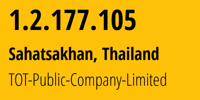 IP-адрес 1.2.177.105 (Sahatsakhan, Каласин, Таиланд) определить местоположение, координаты на карте, ISP провайдер AS23969 TOT-Public-Company-Limited // кто провайдер айпи-адреса 1.2.177.105