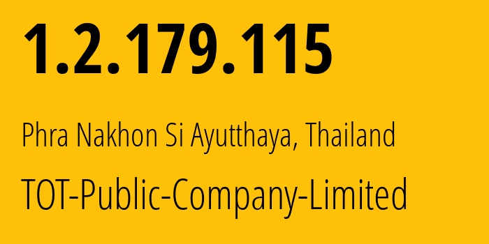 IP address 1.2.179.115 (Khwaeng Thung Song Hong, Bangkok, Thailand) get location, coordinates on map, ISP provider AS23969 TOT-Public-Company-Limited // who is provider of ip address 1.2.179.115, whose IP address