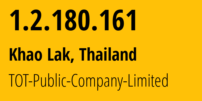IP address 1.2.180.161 (Khao Lak, Phang Nga, Thailand) get location, coordinates on map, ISP provider AS23969 TOT-Public-Company-Limited // who is provider of ip address 1.2.180.161, whose IP address