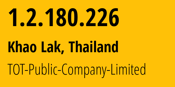 IP-адрес 1.2.180.226 (Khao Lak, Пхангнга, Таиланд) определить местоположение, координаты на карте, ISP провайдер AS23969 TOT-Public-Company-Limited // кто провайдер айпи-адреса 1.2.180.226