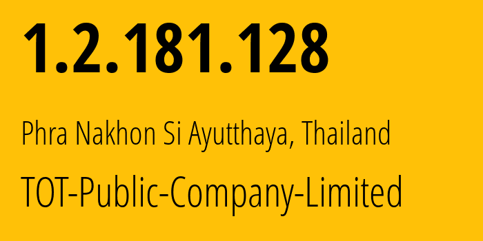 IP-адрес 1.2.181.128 (Khwaeng Thung Song Hong, Бангкок, Таиланд) определить местоположение, координаты на карте, ISP провайдер AS23969 TOT-Public-Company-Limited // кто провайдер айпи-адреса 1.2.181.128