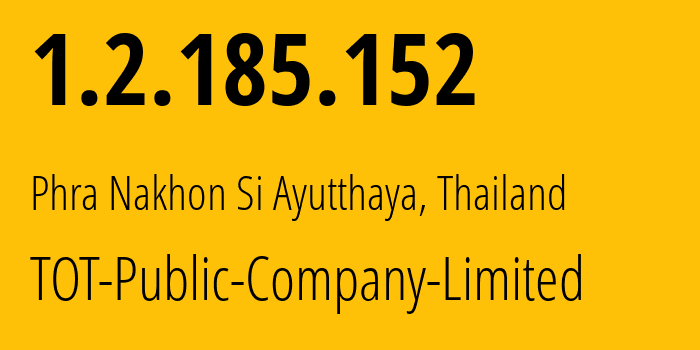 IP-адрес 1.2.185.152 (Ratchathewi, Бангкок, Таиланд) определить местоположение, координаты на карте, ISP провайдер AS23969 TOT-Public-Company-Limited // кто провайдер айпи-адреса 1.2.185.152