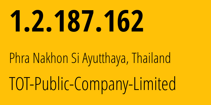 IP-адрес 1.2.187.162 (Хуахин, Прачуапкхирикхан, Таиланд) определить местоположение, координаты на карте, ISP провайдер AS23969 TOT-Public-Company-Limited // кто провайдер айпи-адреса 1.2.187.162
