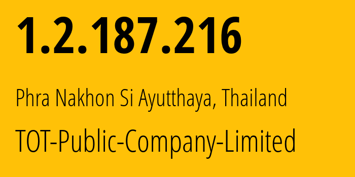 IP-адрес 1.2.187.216 (Хуахин, Прачуапкхирикхан, Таиланд) определить местоположение, координаты на карте, ISP провайдер AS23969 TOT-Public-Company-Limited // кто провайдер айпи-адреса 1.2.187.216