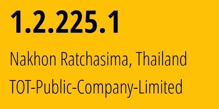 IP-адрес 1.2.225.1 (Накхонратчасима, Накхонратчасима, Таиланд) определить местоположение, координаты на карте, ISP провайдер AS23969 TOT-Public-Company-Limited // кто провайдер айпи-адреса 1.2.225.1