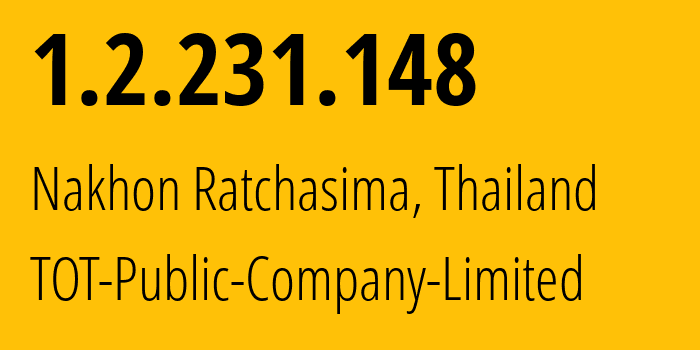 IP-адрес 1.2.231.148 (Накхонратчасима, Накхонратчасима, Таиланд) определить местоположение, координаты на карте, ISP провайдер AS23969 TOT-Public-Company-Limited // кто провайдер айпи-адреса 1.2.231.148