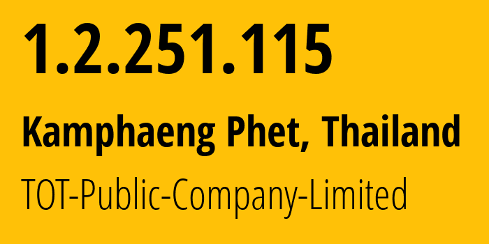 IP-адрес 1.2.251.115 (Kamphaeng Phet, Кампхэнгпхет, Таиланд) определить местоположение, координаты на карте, ISP провайдер AS23969 TOT-Public-Company-Limited // кто провайдер айпи-адреса 1.2.251.115
