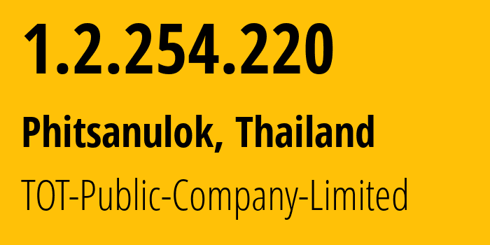 IP-адрес 1.2.254.220 (Пхитсанулок, Пхитсанулок, Таиланд) определить местоположение, координаты на карте, ISP провайдер AS23969 TOT-Public-Company-Limited // кто провайдер айпи-адреса 1.2.254.220